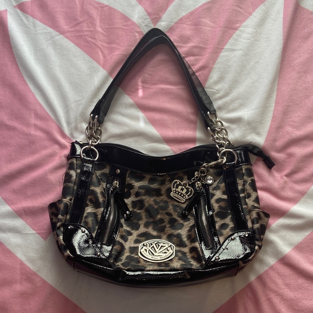 Kathy Van Zeeland Leopard Print Shoulder Bag with Black Details